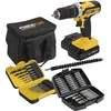 Image de Powerplus Accu klopboormachine POWX00840 - 3 in 1: boren hamerboren en schroeven, 20 V boormachine, 40 Nm, Links en rechts schroeven, Incl. 2 accu's 2.0 Ah en 1 lader, 53 accessoires