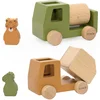 Image de Trixie Houten Speelgoed - Bouwvoertuigen - Speelgoedauto - Vrachtwagen auto - Met dieren - Voor Jongens en Meisjes - FSC