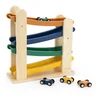 Image de Trixie Houten Racebaan met 4 Auto's - Rollerbaan met Dierenauto's - Peuterspeelgoed vanaf 18m+ - Leuk voor Jongens en Meisjes