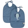 Image de Trixie Afwasbaar slabbetje 2-pack Mrs. Elephant - Slab voor kinderen - 100% Recycled Polyester - Eenvoudig schoon - Blauw