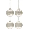 Image de J-Line kerstbal Suiker Midden Diamanten Lijn - glas Klaar - medium - doos van 4