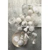 Image de J-Line kerstbal Hart Strass Sterretjes - glas - zilver/transparant - medium - doos van 4