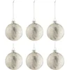 Image de J-Line kerstbal Marmerlook - glas - wit/zilver - small - doos van 6