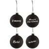Image de J-Line kerstbal Blackboard - glas - zwart - medium - doos van 4