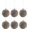Image de J-Line kerstbal - fluweel/glas - grijs - small - doos van 6