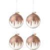 Image de J-Line kerstbal Glitter Mini Kwast - glas - transparant/roze - large - doos van 4