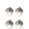 Image de J-Line kerstbal Glitter Mini Kwast - glas - grijs/transparant - large - doos van 4