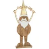 Image de J-Line kerstdecoratie Kerstman Hohoho op voet - hout - goud - large