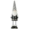Image de J-Line figuur Kerstman Staan Strepen - keramiek - zwart/wit - large