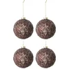 Image de J-Line kerstbal Paillettensuiker - glas - donkerbruin - medium - doos van 4