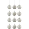 Image de J-Line kerstbal Ornament Parels - glas - mat wit/zilver - small - doos van 12