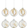 Image de J-Line kerstbal Gedroogde Takjes - glas - transparant/beige - small - doos van 6