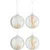 Image de J-Line kerstbal Gedroogde Takjes - glas - transparant/beige - large - doos van 4
