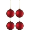 Image de J-Line kerstbal Effen - glas - mat rood - medium - doos van 4