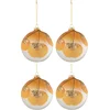 Image de J-Line kerstbal Gedroogd Blad Glitter - glas - transparant/oker - medium - doos van 4