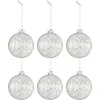 Image de J-Line kerstbal Krullen Glitter - glas - transparant/zilver - small - doos van 6