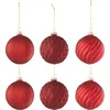 Image de J-Line kerstbal Geribbeld & Geruit - glas - rood - small - doos van 6