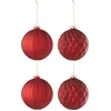 Image de J-Line kerstbal Geribbeld/Ruit - glas - rood - large - doos van 4