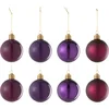 Image de J-Line kerstbal - glas - mat/blinkend paars - doos van 8