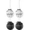 Image de J-Line kerstbal Hoho + Sneeuwvlokken + Boog - glas - zwart/wit - large - doos van 4