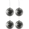 Image de J-Line kerstbal Parels + Sneeuwvlok - glas - grijs/wit - large - doos van 4