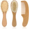 Image de Bo Jungle - Set zachte borstelset voor Baby - 3 stuks: 2 borstels en 1 kam - Natuurlijke materialen - Afgeronde tandjes - Baby Care Brushes (3 stuks)
