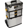 Image de Perel Gereedschapswagen 3-in-1, trolley, roestvrij staal, met telescopische handgreep, grote wielen en 3 afneembare compartimenten, voor professionals en doe-het-zelvers, 830 x 354 x 570 mm