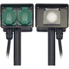 Image de Perel Stekkerdoos voor buiten, timer, aardspies, 2 stopcontacten met penaarde (type E), 2 klapdeksel, kabel 1.5 m, 3G1.5, IP44, zwart/groen