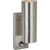 Image de Lucide ARNE-LED IR - Wandspot / Wandlamp Binnen/Buiten - Ø 6,3 cm - LED - GU10 - 2x5W 2700K - IP44 - Beweging & dag/nacht sensor - Mat chroom