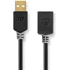 Image de Nedis USB-Kabel - USB 2.0 - USB-A Male - USB-A Female - 480 Mbps - Verguld - 2.00 m - Rond - PVC - Antraciet - Doos