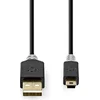 Image de Nedis USB-Kabel - USB 2.0 - USB-A Male - USB Mini-B 5-Pins Male - 480 Mbps - Verguld - 2.00 m - Rond - PVC - Antraciet - Window Box