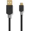 Image de Nedis USB-Kabel - USB 2.0 - USB-A Male - USB Micro-B Male - 480 Mbps - Verguld - 1.00 m - Rond - PVC - Antraciet - Doos