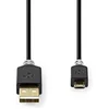 Image de Nedis USB-Kabel - USB 2.0 - USB-A Male - USB Micro-B Male - 480 Mbps - Verguld - 2.00 m - Rond - PVC - Antraciet - Doos