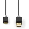 Image de Nedis USB-Kabel - USB 2.0 - USB-A Male - USB-C Male - 60 W - 480 Mbps - Verguld - 1.00 m - Rond - PVC - Antraciet - Doos