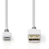 Image de Nedis Lightning Kabel - USB 2.0 - Apple Lightning 8-Pins - USB-A Male - 480 Mbps - Verguld - 2.00 m - Rond - PVC - Grijs / Wit - Doos