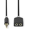 Image de Nedis Stereo-Audiokabel - 3,5 mm Male - 2x 3,5 mm Female - Verguld - 0.20 m - Rond - Antraciet - Doos