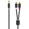 Image de Nedis Stereo-Audiokabel - 3,5 mm Male - 2x RCA Female - Verguld - 0.20 m - Rond - Antraciet - Doos