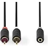 Image de Nedis Stereo-Audiokabel - 2x RCA Male - 3,5 mm Female - Verguld - 0.20 m - Rond - Antraciet - Doos