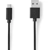 Image de Nedis USB-Kabel - USB 2.0 - USB-A Male - USB Micro-B Male - 9 W - 480 Mbps - Vernikkeld - 5.00 m - Rond - PVC - Zwart - Envelop