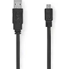 Image de Nedis USB-Kabel - USB 2.0 - USB-A Male - USB Micro-B Male - 480 Mbps - Vernikkeld - 1.00 m - Plat - PVC - Zwart - Envelop