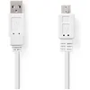 Image de Nedis USB-Kabel - USB 2.0 - USB-A Male - USB Micro-B Male - 480 Mbps - Vernikkeld - 1.00 m - Plat - PVC - Wit - Envelop