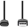 Image de Nedis USB-Kabel - USB 3.2 Gen 2 - USB-A Male - USB-C Male - 60 W - 10 Gbps - Vernikkeld - 1.00 m - Rond - PVC - Zwart - Label