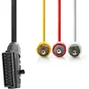 Image de Nedis SCART-Kabel - SCART Male - 3x RCA Male - Vernikkeld - Schakelbaar - 480p - 2.00 m - Rond - PVC - Zwart - Label