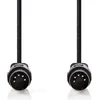 Image de Nedis DIN-Audiokabel - DIN 5-Pins Male - DIN 5-Pins Male - Vernikkeld - 3.00 m - Rond - PVC - Zwart - Envelop