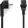 Image de Nedis Stroomkabel - Type F (CEE 7/7) Male - IEC-320-C13 - Gehoekt - Recht - Vernikkeld - 5.00 m - Rond - PVC - Zwart - Envelop