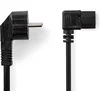 Image de Nedis Stroomkabel | Type F (CEE 7/7) Male | IEC-320-C13 | 90° Gehoekt | 90° Gehoekt | Vernikkeld | 3.00 m | Rond | PVC | Zwart | Label