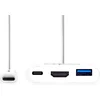 Image de Nedis USB Multi-Port Adapter - USB 3.2 Gen 1 - USB-C Male - HDMI Output / USB-A Female / USB-C Female - 5 Gbps - 0.20 m - Rond - Vernikkeld - PVC - Wit - Polybag