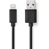 Image de Nedis Lightning Kabel - USB 2.0 - Apple Lightning 8-Pins - USB-A Male - 480 Mbps - Vernikkeld - 1.00 m - Rond - PVC - Zwart - Doos
