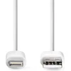 Image de Nedis Lightning Kabel - USB 2.0 - Apple Lightning 8-Pins - USB-A Male - 480 Mbps - Vernikkeld - 2.00 m - Rond - PVC - Wit - Doos