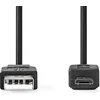 Image de Nedis USB-Kabel - USB 2.0 - USB-A Male - USB Micro-B Male - 480 Mbps - Vernikkeld - 3.00 m - Rond - PVC - Zwart - Doos